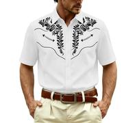 Generisch Camicia western senza tempo a maniche lunghe con bottoni, colletto classico, vestibilità perfetta per uomo, ideale per il tempo libero, passeggiate in città, robusto tessuto di cotone