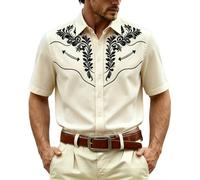 Generisch Camicia western senza tempo a maniche lunghe con bottoni, colletto classico, vestibilità perfetta per uomo, ideale per il tempo libero, passeggiate in città, robusto tessuto di cotone