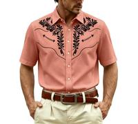 Generisch Camicia western senza tempo a maniche lunghe con bottoni, colletto classico, vestibilità perfetta per uomo, ideale per il tempo libero, passeggiate in città, robusto tessuto di cotone