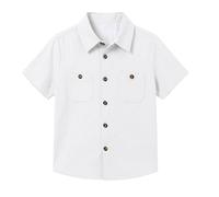 Generisch Camicie a maniche lunghe per il tempo libero per ragazzi materiale morbido con design classico per il comfort quotidiano, bianco, 7-8 Anni