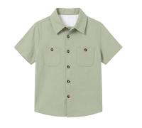 Generisch Camicie a maniche lunghe per il tempo libero per ragazzi materiale morbido con design classico per il comfort quotidiano, Verde chiaro, 7-8 Anni