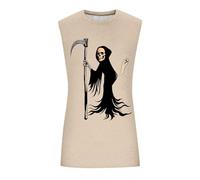 Generisch Camicie alla moda, senza maniche, stampate, casual e fluente, per la vita di tutti i giorni, beige., 4XL