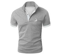 Generisch Camicie casual da uomo per il lavoro estivo. Design a maniche corte con dettagli a bottoni. Vestibilità ampia per l'uso quotidiano. Perfetta per gli abiti nella stagione calda., grigio