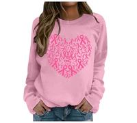 Generisch Camicie da donna elegante felpa da donna senza cappuccio per il tempo libero con stampa educativa al cancro al seno per il mese dell'educazione al cancro al seno, Colore: rosa., S