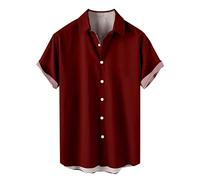 Generisch Camicie floreali da uomo con chiusura a bottoni, alla moda per le vacanze tropicali, abbigliamento casual, camicie estive traspiranti, alla moda da spiaggia, Colore: rosso, XXL