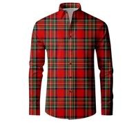 Generisch Camicie natalizie da uomo in autunno e inverno, maniche lunghe, bottoni, stampa completa, camicie divertenti con un'atmosfera speciale, Colore: rosa., L