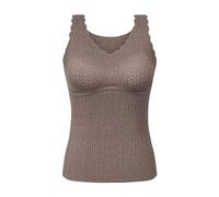 Generisch Camisole Top da donna con imbottitura, biancheria intima sportiva da donna, in tinta unita, biancheria intima termica, comoda, alla moda, traspirante, per il tempo libero, marrone, XL