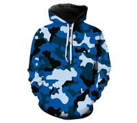 Generisch Camouflage Felpa con cappuccio da uomo con stampa digitale 3D, con cappuccio, unisex, con cappuccio, maglione invernale, argento, L