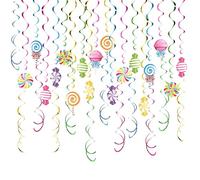 Generisch Candy Ceiling Streamers, 48 pezzi di lecca lecca a spirale colorata - decorazione per caramelle compleanno - per camera appartamento ufficio bagno porta Halloween festa interni decorazione