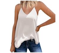 Generisch Canotta da donna con eleganti spalline in seta, superficie liscia come la seta per un comfort irresistibile, bianco, XL