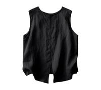 Generisch Canotta da donna leggera senza maniche con scollo rotondo per una vestibilità comoda, traspirante nella vita di tutti i giorni, Nero , L