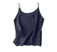 Generisch Canotta estiva in tinta unita, senza maniche, in materiale elasticizzato per il massimo comfort nel tempo libero, basic ariosa e leggera per le donne nella vita di tutti i giorni, Marine-B
