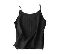 Generisch Canotta estiva in tinta unita, senza maniche, in materiale elasticizzato per il massimo comfort nel tempo libero, basic ariosa e leggera per le donne nella vita di tutti i giorni, nero-a, XL