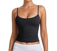 Generisch Canottiera basic da donna 2026 con collo doppio foderato, canotta regolabile senza maniche per, Nero , XXL