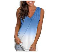 Generisch Canottiera da donna con scollo a V, design casual per abiti estivi alla moda, comodo abbigliamento quotidiano come camisole versatile, Blu, M