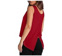 Generisch Canottiera da donna con vestibilità casual come moda senza maniche in estate con schiena aperta per un libero, Colore: rosso, XL