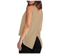 Generisch Canottiera da donna con vestibilità casual come moda senza maniche in estate con schiena aperta per un libero, cachi, L