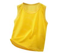 Generisch Canottiera da ragazzo con scollo rotondo, senza maniche, basic top estivo, comoda e leggera, biancheria intima morbida, per il tempo libero, giallo., 8-9 Anni