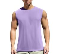 Generisch Canottiera da uomo, estiva, traspirante, per lo sport, in rete, per il tempo libero, Muscle Oxygen traspirante, a mezza manica leggera, comfort, Lilla, 6XL