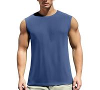 Generisch Canottiera da uomo, estiva, traspirante, per lo sport, in rete, per il tempo libero, Muscle Oxygen traspirante, a mezza manica leggera, comfort, Blu scuro, 6XL