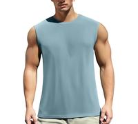 Generisch Canottiera da uomo, estiva, traspirante, per lo sport, in rete, per il tempo libero, Muscle Oxygen traspirante, a mezza manica leggera, comfort, Blu, 6XL