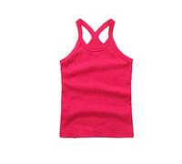 Generisch Canottiera per bambini e bambine, senza maniche, morbida, traspirante, basic top estivo, in tinta unita, per lo sport, da 1 a 12 anni, rosa intenso, 9-12 Jahre