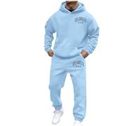 Generisch Canzone - Trolley per l'autunno e l'inverno, per uomo e donna, casual, con stampa a lettere, a maniche lunghe, stile sportivo, Azzurro, XL