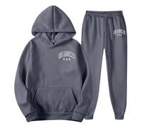 Generisch Canzone - Trolley per l'autunno e l'inverno, per uomo e donna, casual, con stampa a lettere, a maniche lunghe, stile sportivo, grigio., XXL