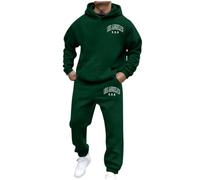 Generisch Canzone - Trolley per l'autunno e l'inverno, per uomo e donna, casual, con stampa a lettere, a maniche lunghe, stile sportivo, Verde scuro, 3XL