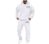 Generisch Canzone - Trolley per l'autunno e l'inverno, per uomo e donna, casual, con stampa a lettere, a maniche lunghe, stile sportivo, bianco, 3XL
