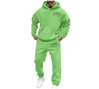 Generisch Canzone - Trolley per l'autunno e l'inverno, per uomo e donna, casual, con stampa a lettere, a maniche lunghe, stile sportivo, verde, XXL