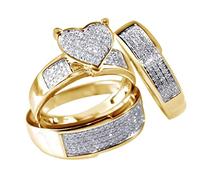 Generisch Cap con anelli bianchi riempiti a forma di cuore giallo anelli di oro 3pcs/set anelli compatibili con fare gel, 8, Metallo, Non pietra preziosa