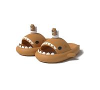 Generisch CapibaraShark Slides for Women Men Soft Non Slip Breathable Funny EVA Slides, Summer Capybara Shark Slippers, marrone, 44/45 EU