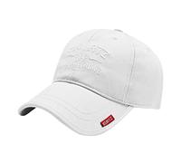 Generisch Cappelli da baseball in cotone non strutturato lavato, stile retrò, da uomo, regolabile, semplice e basso, da baseball da donna, bianco, Taglia unica