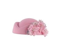 Generisch Cappelli da chiesa da donna con applicazioni floreali, cappelli per pillole, fascinator, cappucci da tè spessi, Colore: rosa., Taglia unica