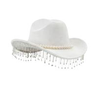 Generisch Cappelli da cowboy da donna | Stravagante copricapo a tesa larga,Cappello da cowboy di scintilla occidentale con perline,Adatto per festival, Carnevale, musica concerto, matrimonio, festa