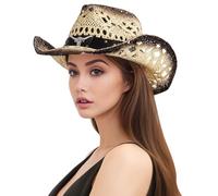 Generisch Cappelli da cowboy da uomo e da donna, cappelli da sole estivi, cappelli da cowboy western Raffi 47 cappelli da uomo, Nero , Taglia unica