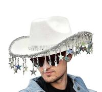 Generisch Cappelli da cowboy per feste, cappelli da cowboy per donne occidentali | Costume da cowgirl glitterato - copricapo scintillante con nappe a cinque stelle per evento in maschera da donna
