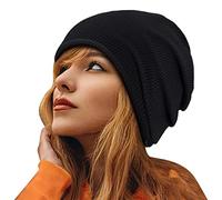 Generisch Cappellino in lana da donna, taglie forti, lavorato a maglia, caldo, adatto per la stagione fredda, taglia unica, Nero , Taglia unica