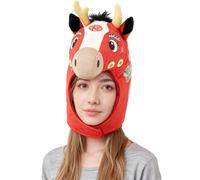 Generisch Cappello a testa di cavallo per Halloween, - 2026 Capodanno cinese, copricapo in peluche per cosplay festivo, copricapo per adulti, contenuti per interni ed esterni