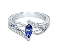 Generisch Cappello con anelli e rosa Design Highlights Perfect For Engagements Weddings and The Anelli Tela Immagine (Blu, B)