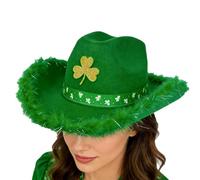 Generisch Cappello con ciondolo: copricapo con motivo a quadrifoglio, accessorio flessibile per feste con design festivo, stile cowboy leggero, vestibilità regolabile, per feste di campagna e feste in