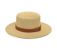 Generisch Cappello con piercing, unisex, da cowboy, da equitazione per adulti, in pelle, cappello largo, cappello di paglia per ragazze 58, beige., Taglia unica