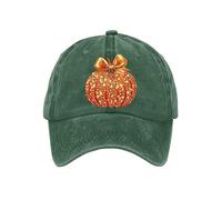 Generisch Cappello da baseball unisex retrò con paillettes autunnali e fiocchi di zucca con stampa fiocco di zucca, verde, Taglia unica