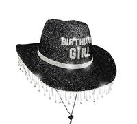 Generisch Cappello da bowler in stile western cowboy per feste di compleanno, iridescente, colorato, da uomo, Nero , Taglia unica