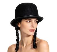 Generisch Cappello da bowler nero da uomo, elegante copricapo in feltro