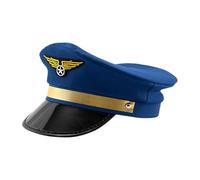 Generisch Cappello da capitano navy, classico berretto per cosplay con ricamo in oro, stile pilota regolabile | Airline Capitan Cap per uomini e donne Halloween accessorio per feste in costume