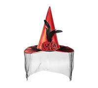 Generisch Cappello da - Cappello da con tesa larga semivelo e - per costume di Halloween portatile per donne Carnevale Fantasy Festival