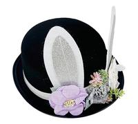 Generisch Cappello da coniglietto pasquale, grazioso berretto da bowler, elegante cappello con fiori, accessori per giochi di ruolo, copricapo per carnevale, morbido copricapo per feste, 22 x 26 x 9