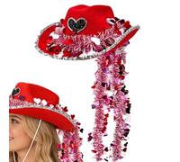 Generisch Cappello da cowboy | Costume da cowboy a forma di cuore - Romantico cappello rosso western come costume - per adulti e donne all'aperto cosplay campeggio, viaggi, festival, feste di